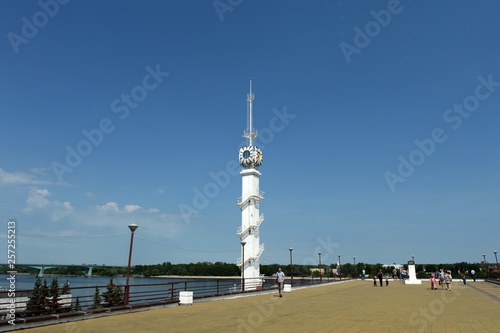 Clock tower at the river station in Yaroslavl