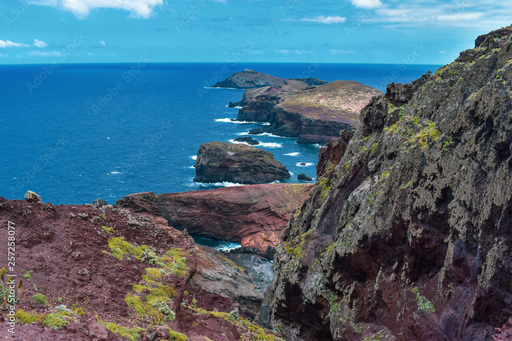 Steep cliffs in Madeira and the Atlantic Ocean. Taken at St. Lawrence Peninsula