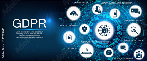 GDPR - General Data Protection Regulation. Idea of data protection.  Protection of personal data. Vector illustration. GDPR concept