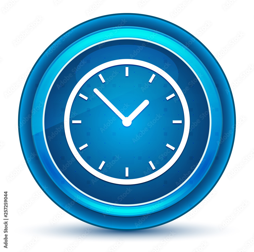 Clock icon eyeball blue round button Clock icon eyeball blue round button