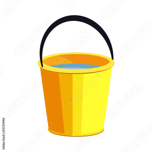 Yellow bucket illustration. Basket, home, cleaning. Houseware concept. Vector illustration can be used for topics like home, cleaning, houseware