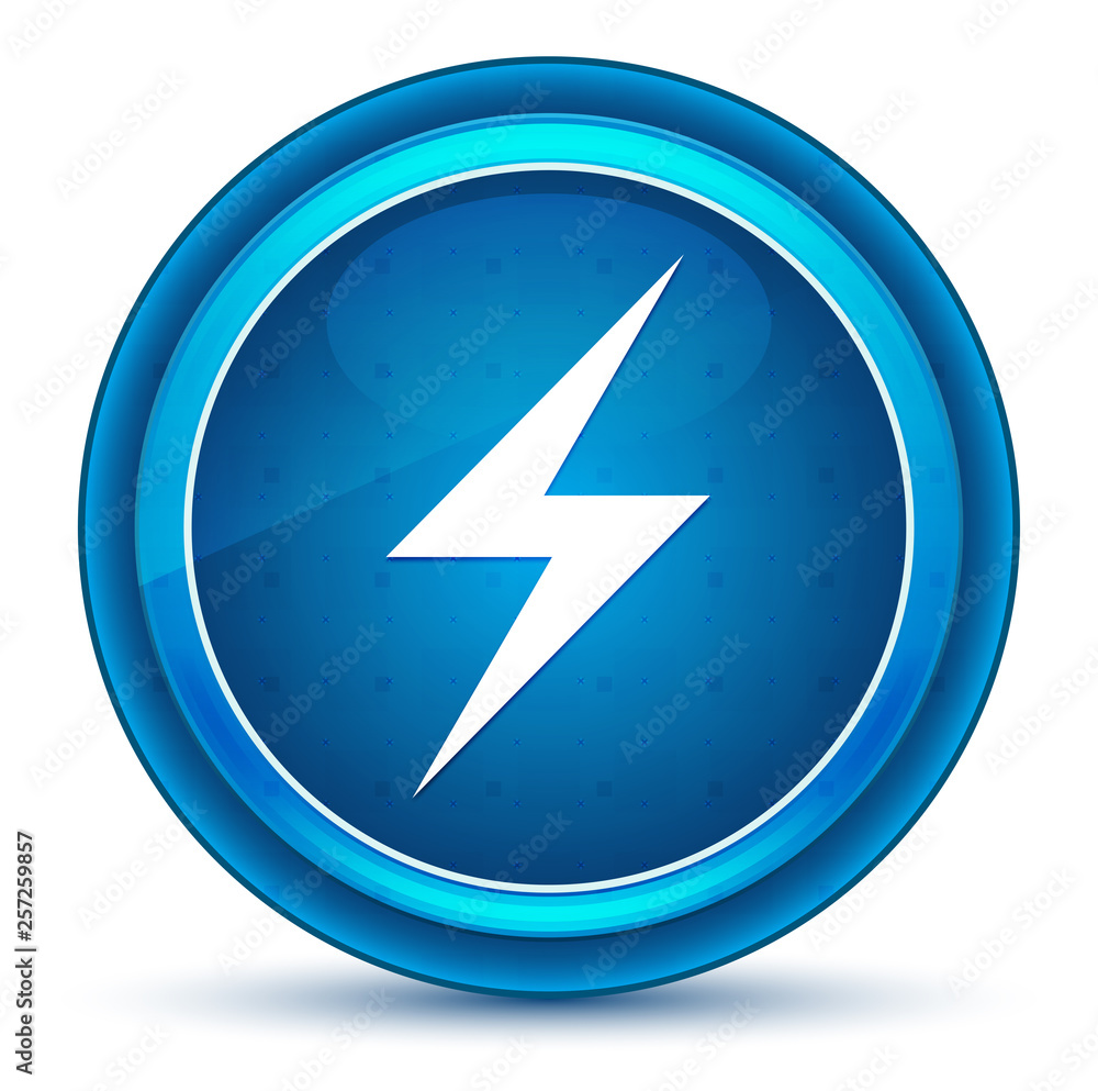 Electric bolt icon eyeball blue round button Electric bolt icon eyeball blue round button