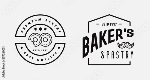 Double Set of Vector Bakery Pastry Elements Shop Sign