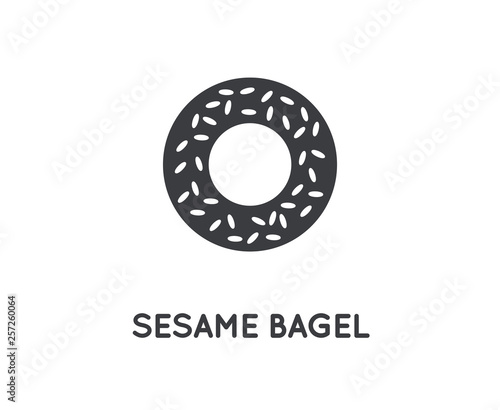 Bagel with Sesame Vector Element or Icon, Illustration Ready for Print or Plotter Cut. High Quality - Glyph Vector