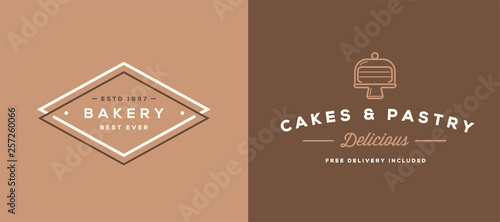 Double Set of Vector Bakery Pastry Elements Shop Sign