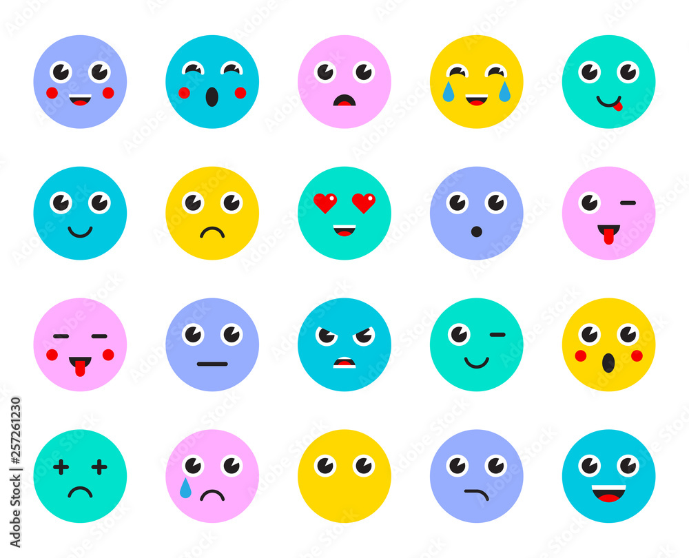 Set of Emoticons Stickers, Emoji. Vector Illustration. Set of Emoticons Stickers, Emoji. Vector Illustration.