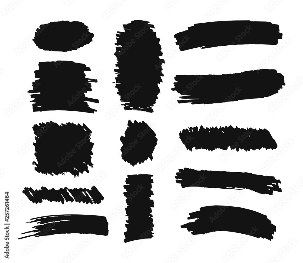 Set of hand drawn brush strokes Set of hand drawn brush strokes