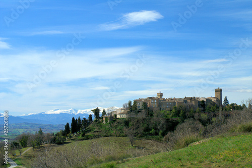 landscape in italy,Moresco,fortress, landscape, ancient, medieval,tourism,view,old,hill,sky,blue 