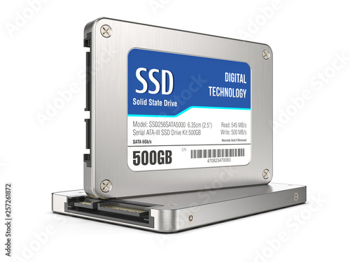Group of SSD isolated on white background 3d photo