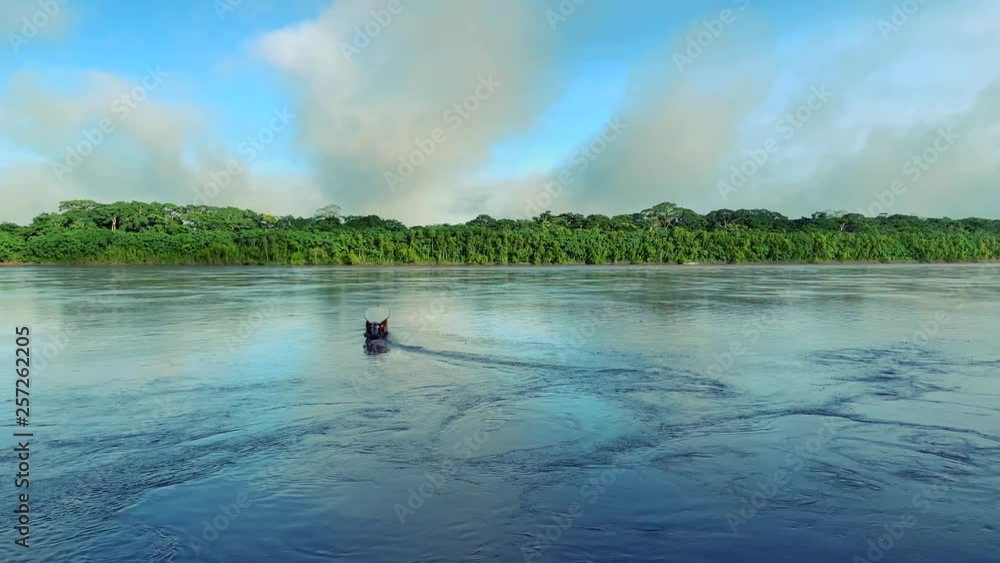Motorboat at Madre de Dios river.