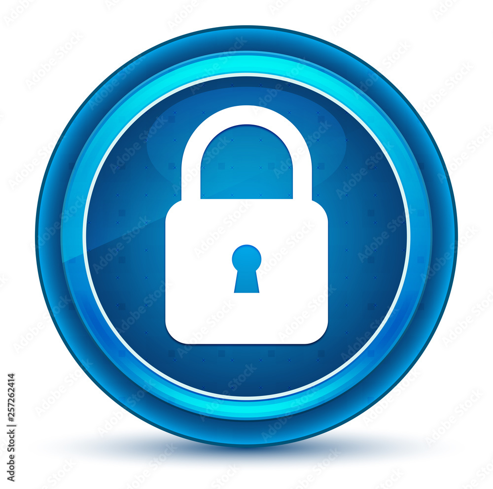 Padlock close icon eyeball blue round button Padlock close icon eyeball blue round button