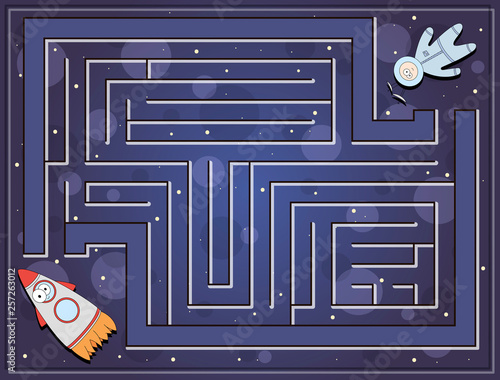 Help funny cartoon astronaut find his space way to the rocket. Game for kids