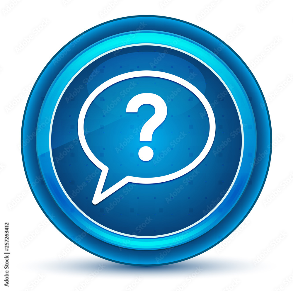 Question mark bubble icon eyeball blue round button Question mark bubble icon eyeball blue round button