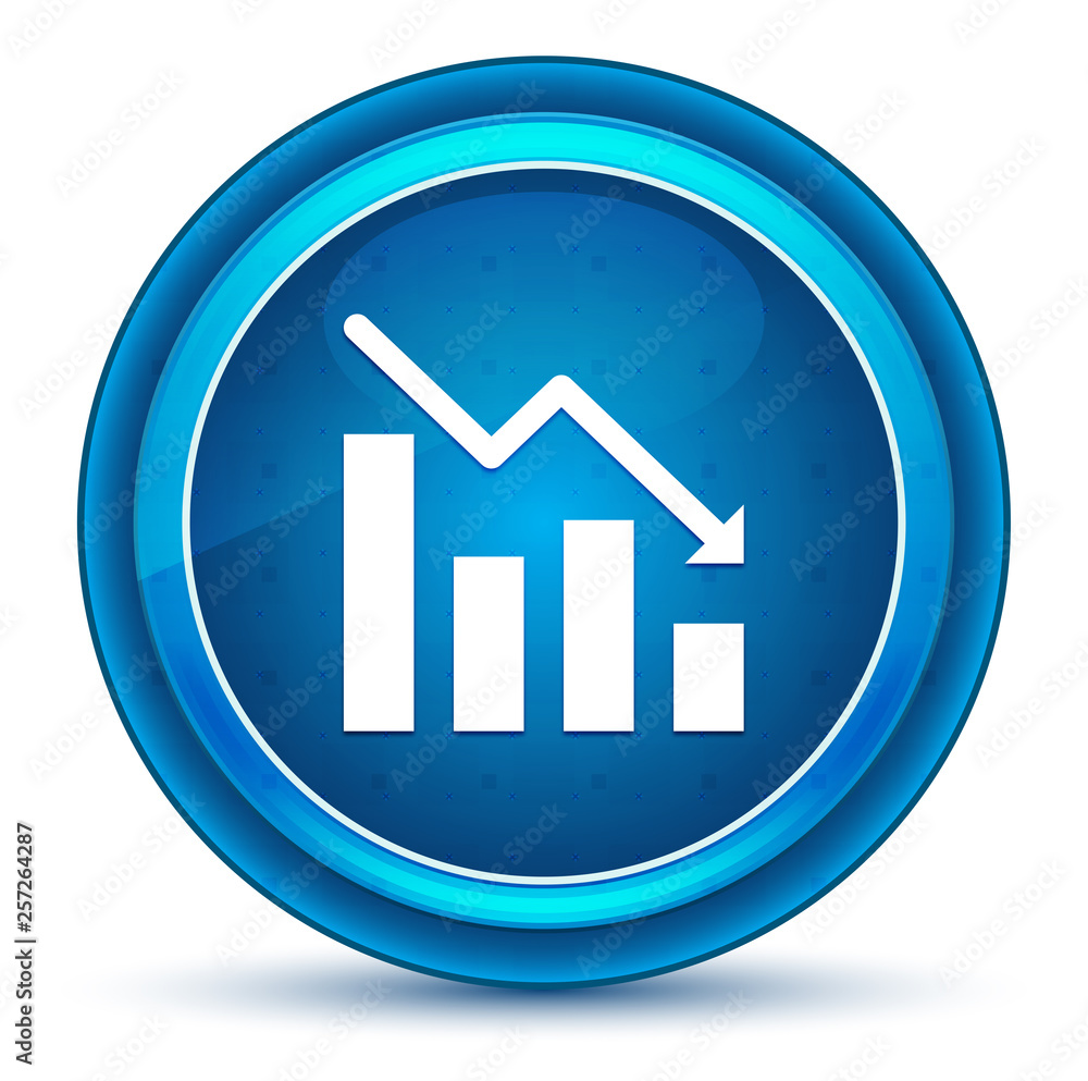 Statistics down icon eyeball blue round button Statistics down icon eyeball blue round button