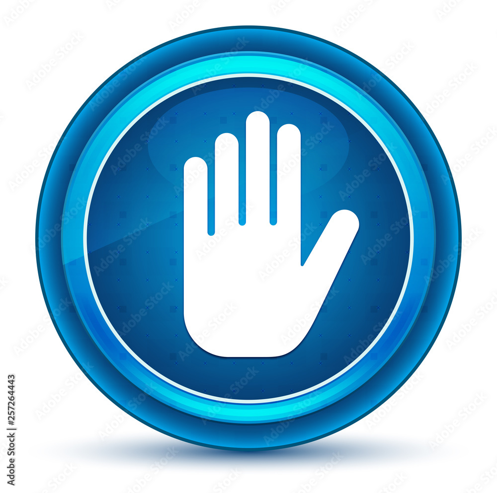 Stop hand icon eyeball blue round button Stop hand icon eyeball blue round button