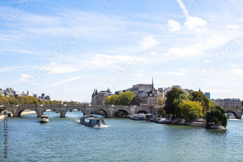 Boats and ships on the river Seine, Paris, France © Lyudmyla