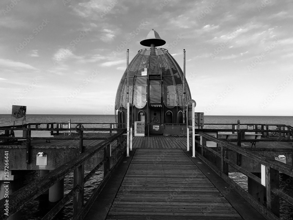 the diving bell on the sea bridge Sellin at the island Rügen