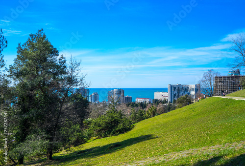 View of the sea from the arboretum in Sochi. Russia