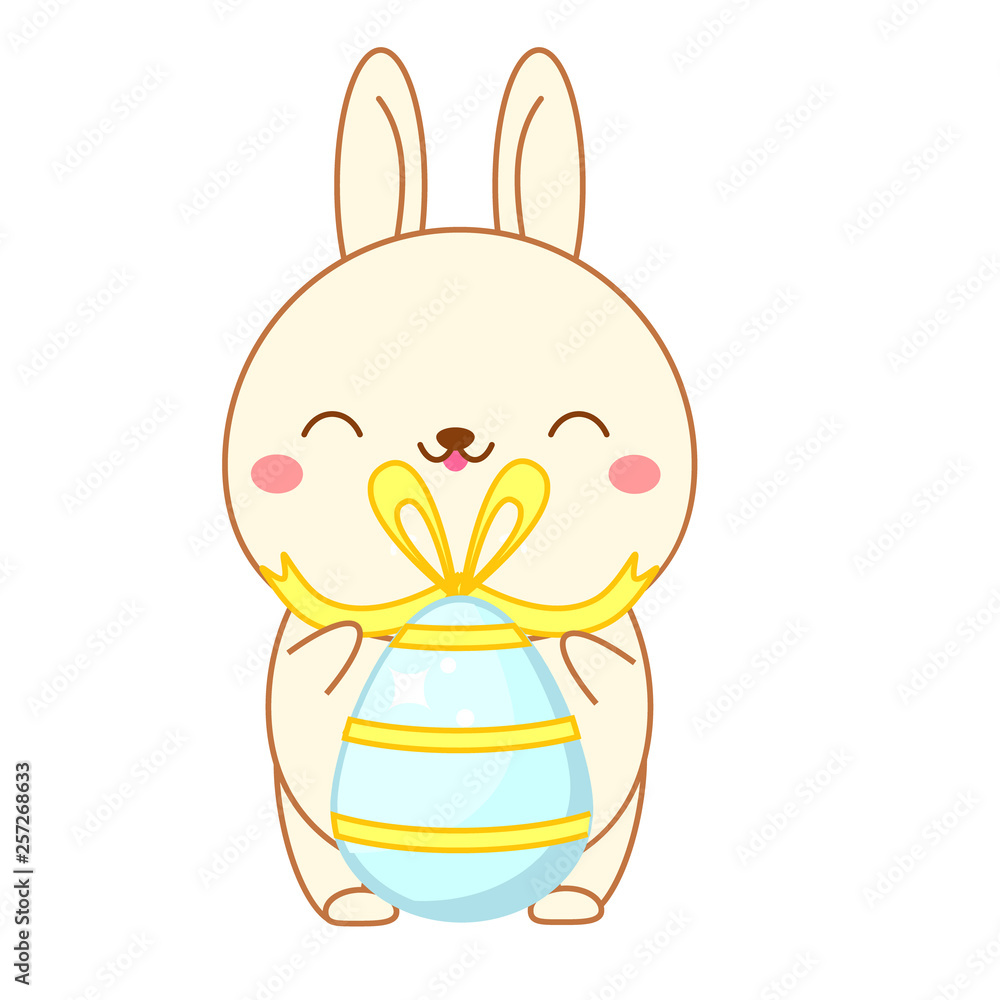 Easter Bunny In Kawaii Style And Pastel Colors. Vector Collection Of  Cartoon Rabbits In Different Poses With Eggs, Bee And Butterfly Royalty  Free SVG, Cliparts, Vectors, and Stock Illustration. Image 201428023.