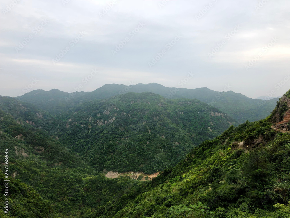 Mountain landscape. Green hills in China. Chinese landscapes.