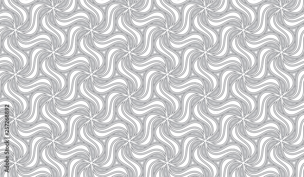 Seamless pattern with rotating figures. Optical illusion of movement of forms in space.