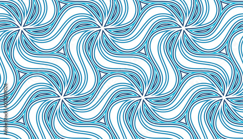 Seamless pattern with rotating figures. Optical illusion of movement of forms in space.