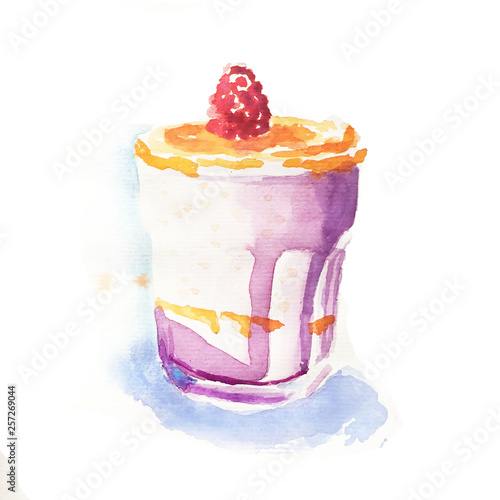 cake with cream on glass on white with cream