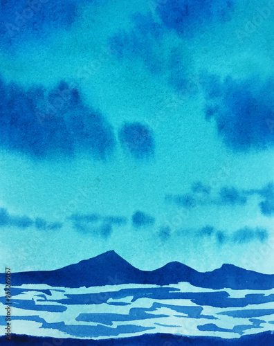 abstract background blue landscape sea and mountains