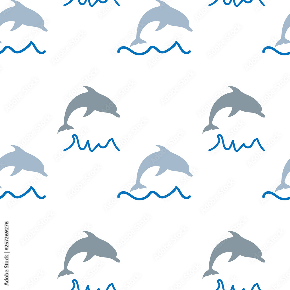 Dolphins seamless pattern, summer print for textile and card design Dolphins seamless pattern, summer print for textile and card design