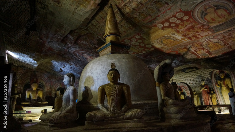 Cave temples of Dambulla in Sri lanke, buddhist caves and temples