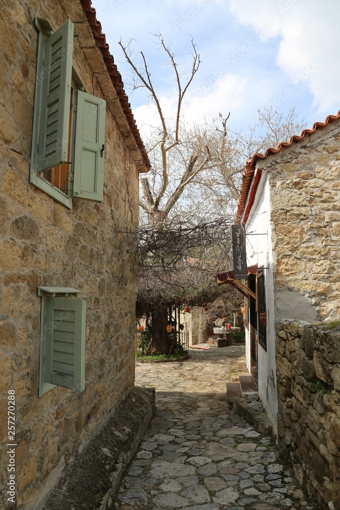 old stone village homes on ida mountains (adatepe village).turkey