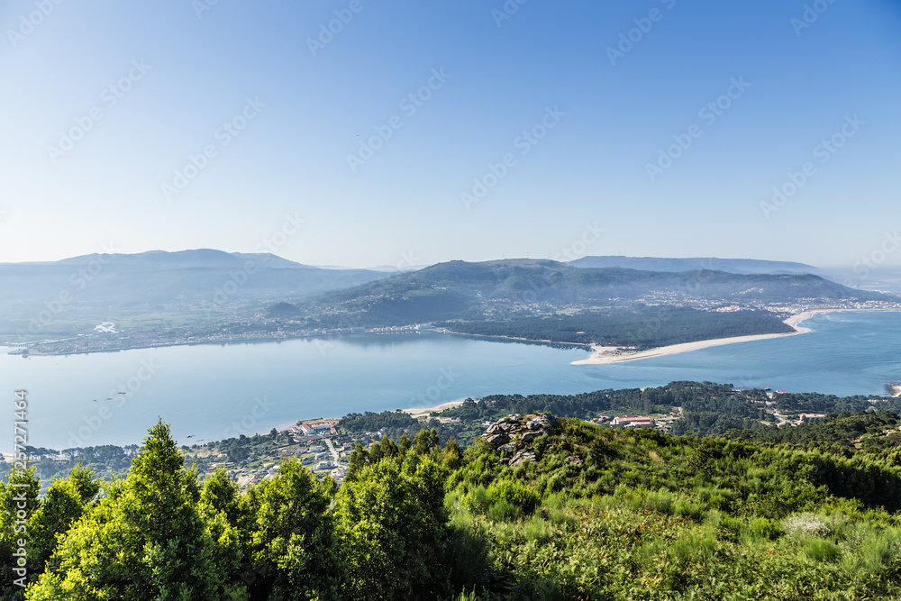 Mount Santa Tecla, Spain. The mouth of the Minho River at the confluence of the Atlantic Ocean