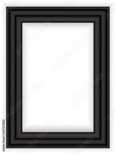 Realistic black frame isolated on white background