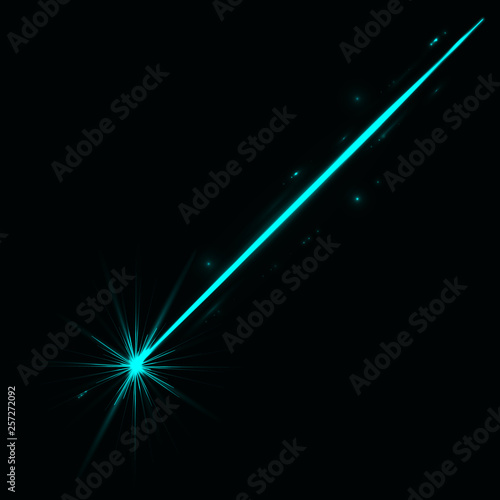 Abstract red laser beam. Isolated on transparent black background. Vector illustration,