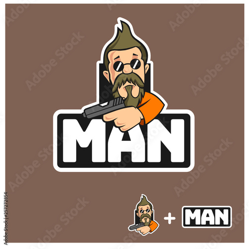 Beard man mascot logo