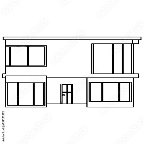 Outline of a modern house building. Vector illustration design