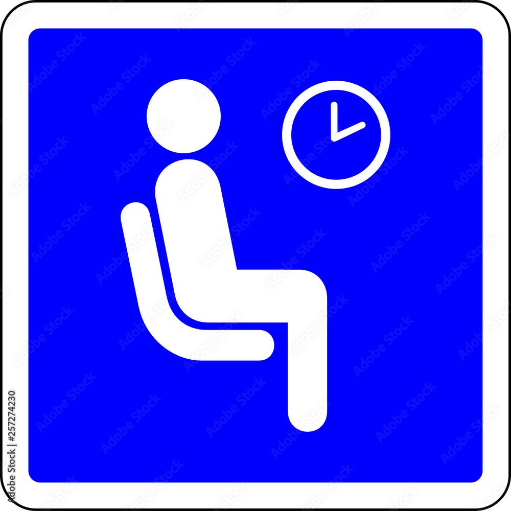 Waiting room available blue sign Waiting room available blue sign