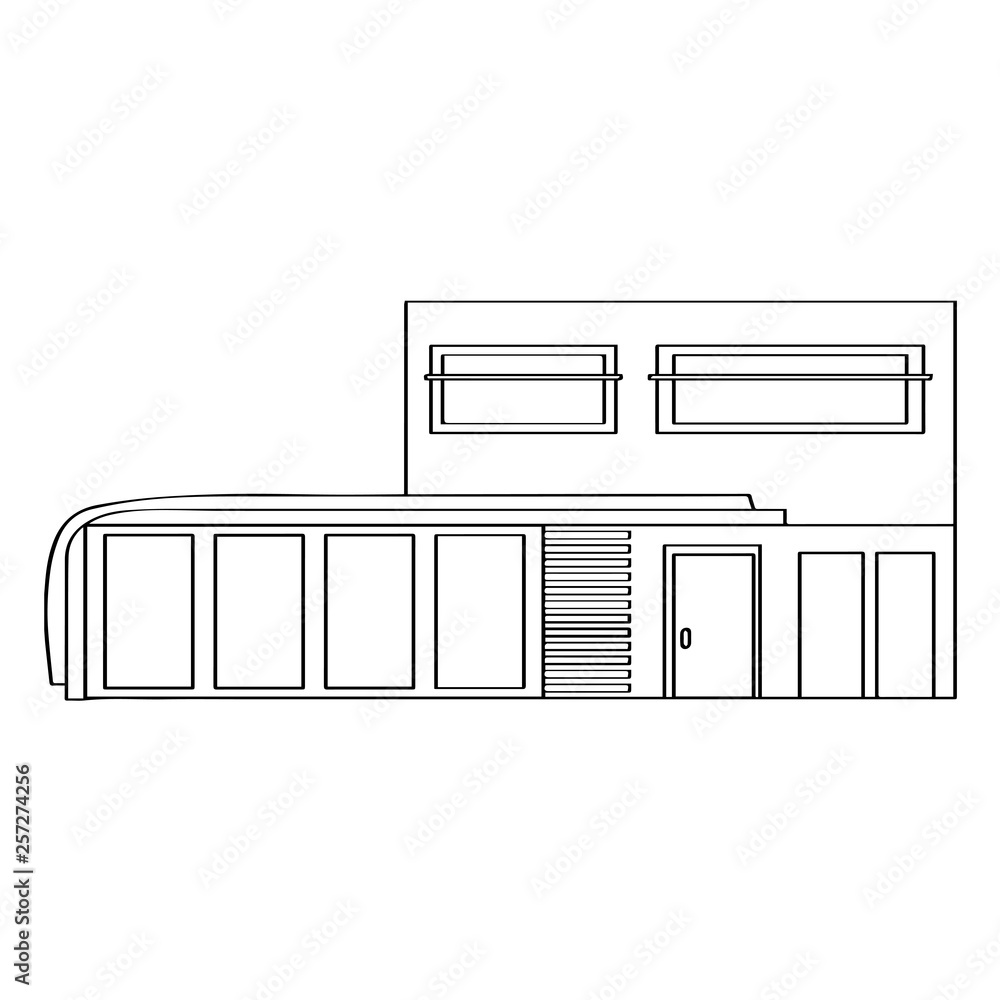Outline of a modern house building. Vector illustration design Outline of a modern house building. Vector illustration design