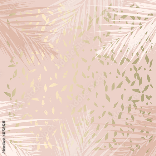 Trendy Autumn foliage mint colored gold blush background