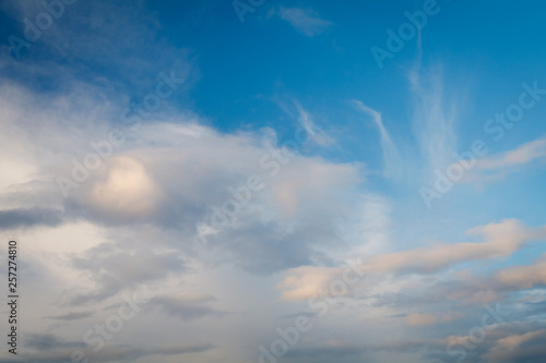 Blue sky with dramatic sunset clouds