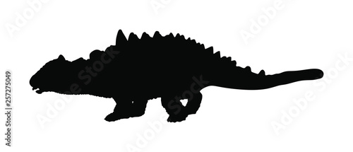 Ankylosaurus vector silhouette isolated on white background. Dinosaurs symbol. Jurassic era. Dino sign. Big lizard dragon.