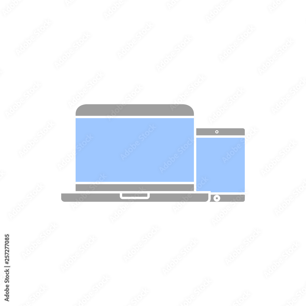 Personal devices with empty screens isolated on white. Smartphone and tablet icons in simple vector style. Personal devices with empty screens isolated on white. Smartphone and tablet icons in simple vector style.