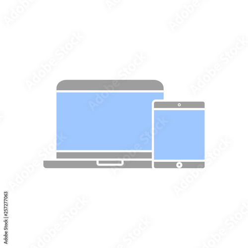 Personal devices with empty screens isolated on white. Smartphone and tablet icons in simple vector style.