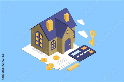 House rental and mortage concept, real estate, investment or house for sale concept vector Illustration