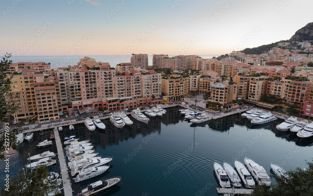 Fototapeta premium Yates y edificios en el Puerto natural de Montecarlo, Monaco