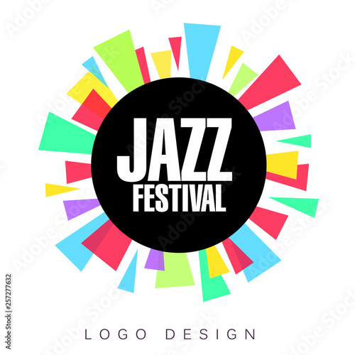 Jazz festival logo template, colorful creative banner, poster, flyer design element for musical party celebration vector Illustration