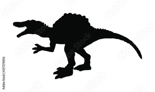 Spinosaurus vector silhouette isolated on white background. Dinosaurs symbol. Jurassic era. Dino sign.