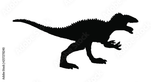 Spinosaurus vector silhouette isolated on white background. Dinosaurs symbol. Jurassic era. Dino sign. © dovla982