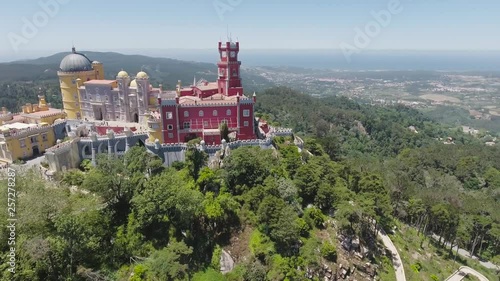 Aerial view of Pena National Palace, Sintra, Portugal