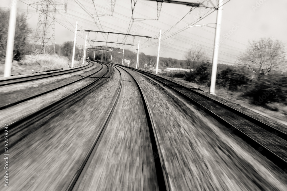 black and white railroad